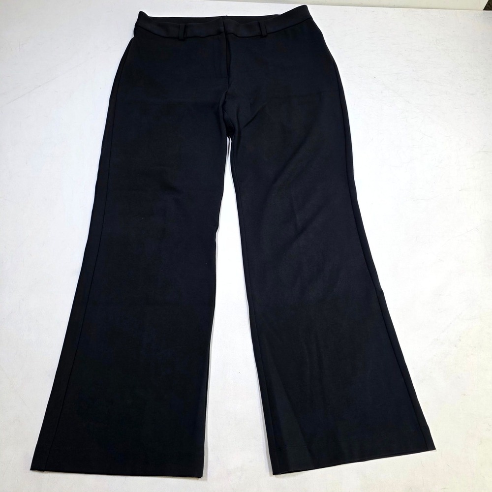 Lands End Dress Pants Womens 16 Black Wide Leg Ponte Knit Career Trousers